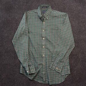 Vintage Recess Shirt Mens Medium Green Plaid Long Sleeve Button Up Casual